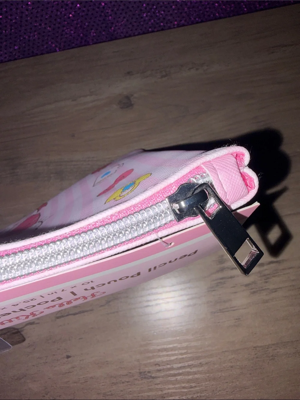 🆕💜NWT Hello Kitty Sanrio Pink Striped Pencil Case Zip Pouch
